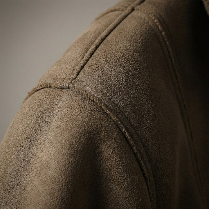 Rowan | Black Suede Aviator Jacket with Shearling Lining