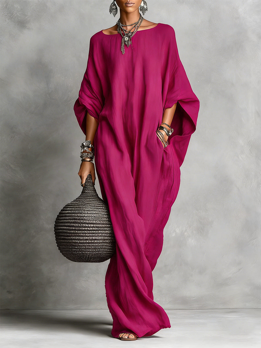 Nadia | Long Sleeve Cotton Linen Maxi Dress