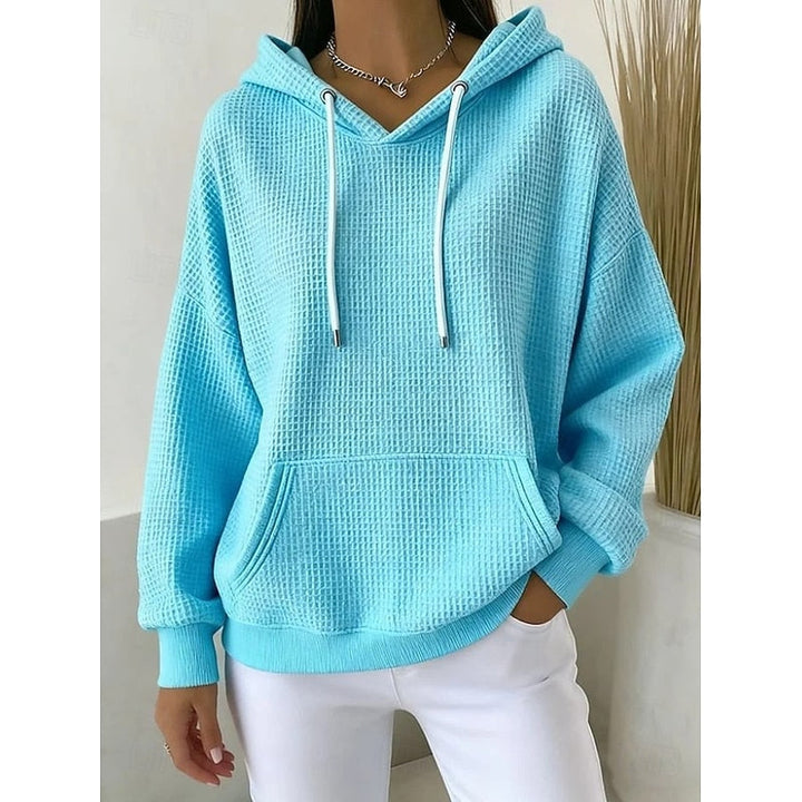 Delaney Rose | Waffle Textured Drawstring Hoodie
