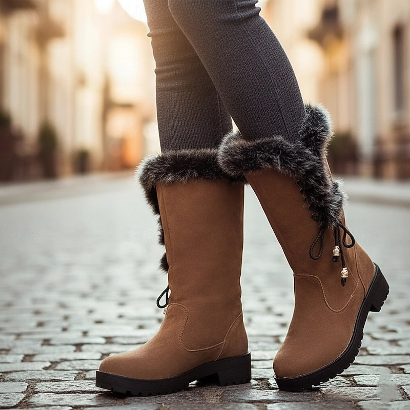 Vivienne | Knee-High Winter Boots with Plush Trim