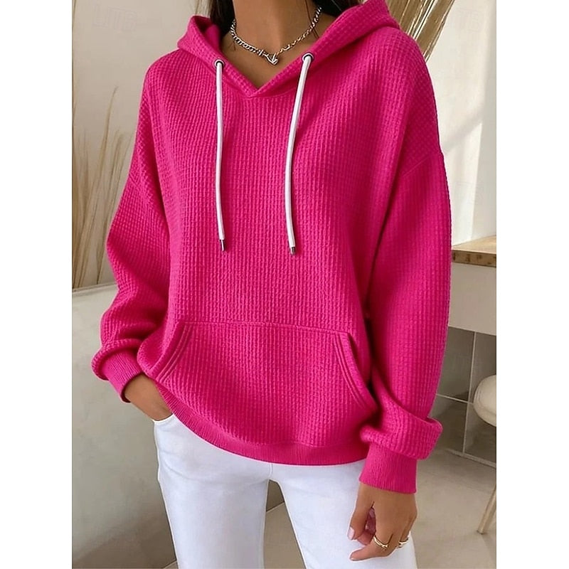 Delaney Rose | Waffle Textured Drawstring Hoodie