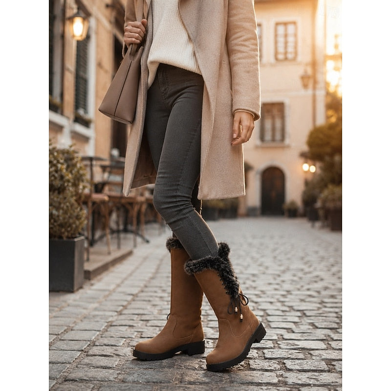 Vivienne | Knee-High Winter Boots with Plush Trim