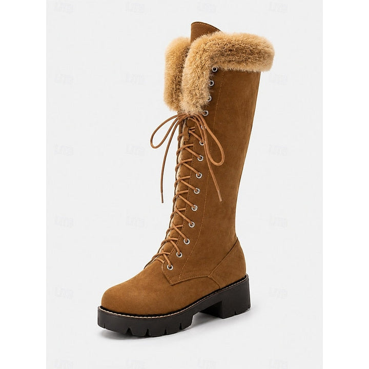 Genevieve | Knee-High Lace-Up Winter Boots with Plush Cuff