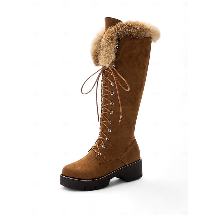 Genevieve | Knee-High Lace-Up Winter Boots with Plush Cuff