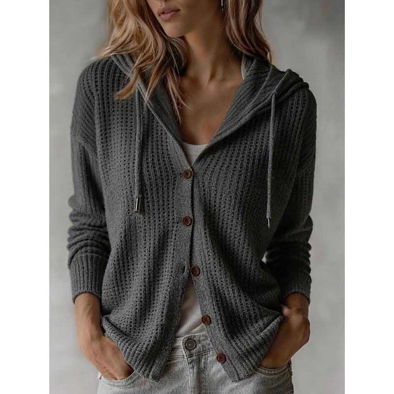 Hailey | Button-Up Hooded Cardigan Sweater