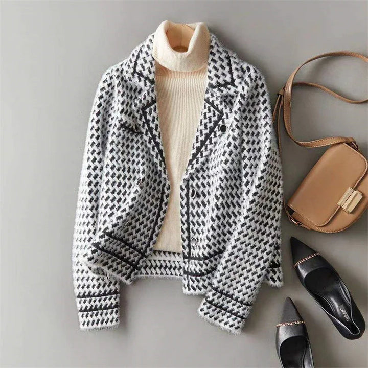 Harmony | Wool Cashmere Houndstooth Jacket