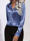 Isabelle Rae | Long Sleeve Button-Down Satin Blouse