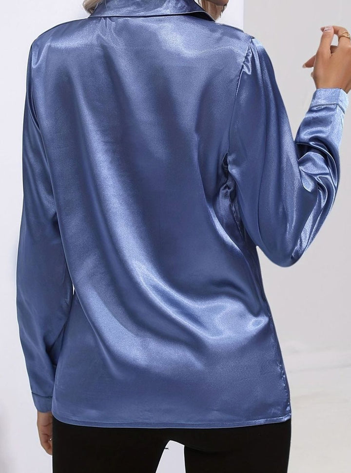 Isabelle Rae | Long Sleeve Button-Down Satin Blouse