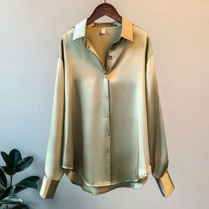 Delphine Hart | Loose Fit Button-Down Satin Blouse