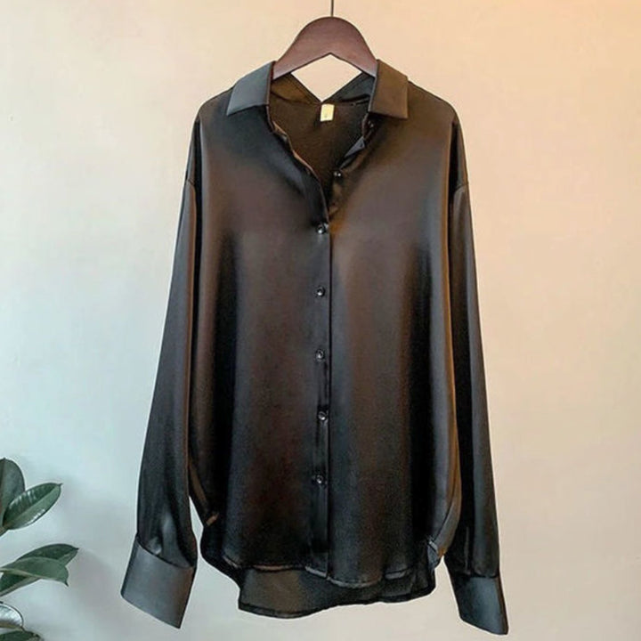 Delphine Hart | Loose Fit Button-Down Satin Blouse