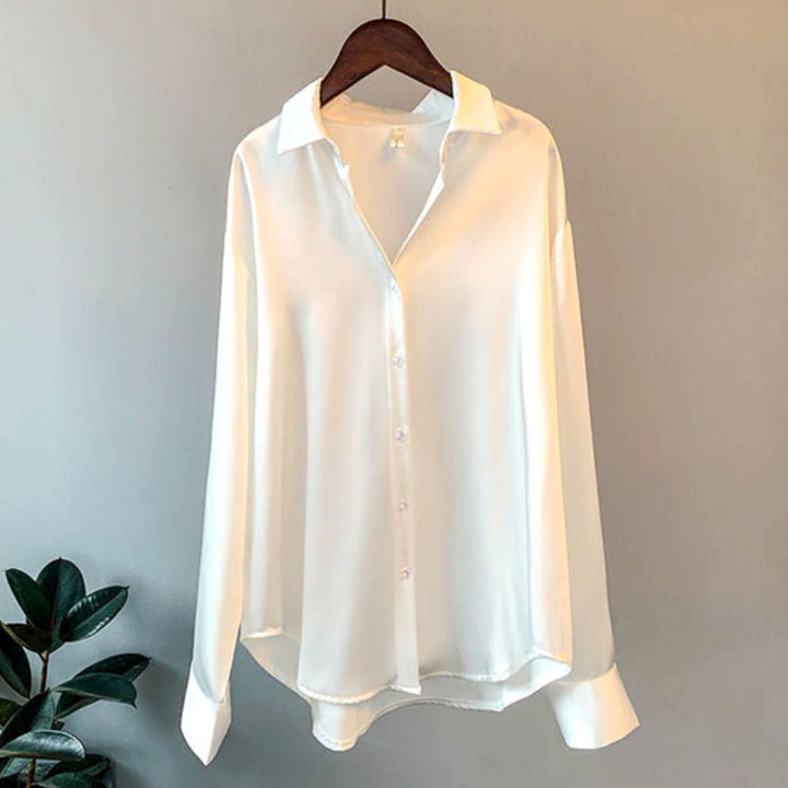 Delphine Hart | Loose Fit Button-Down Satin Blouse