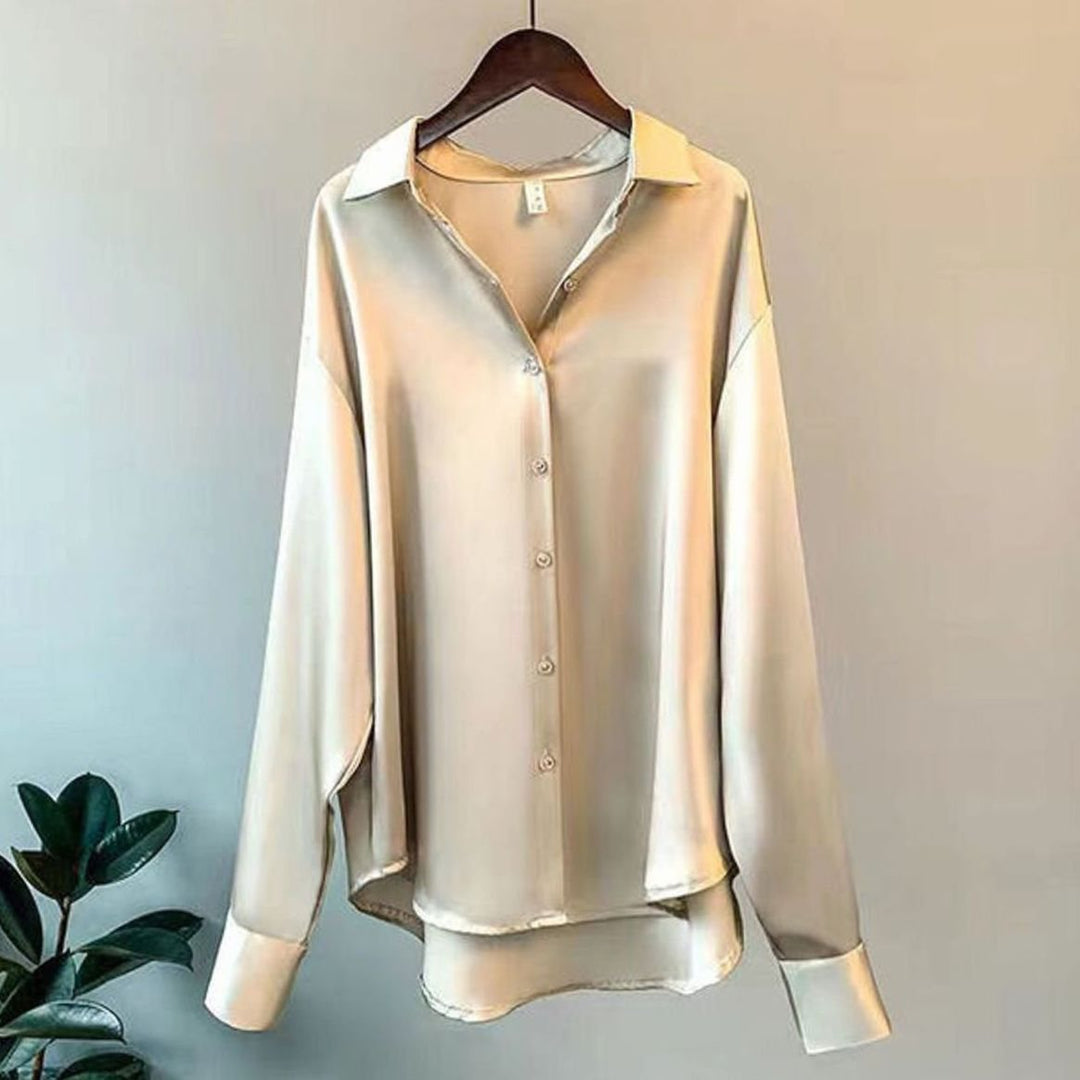 Delphine Hart | Loose Fit Button-Down Satin Blouse