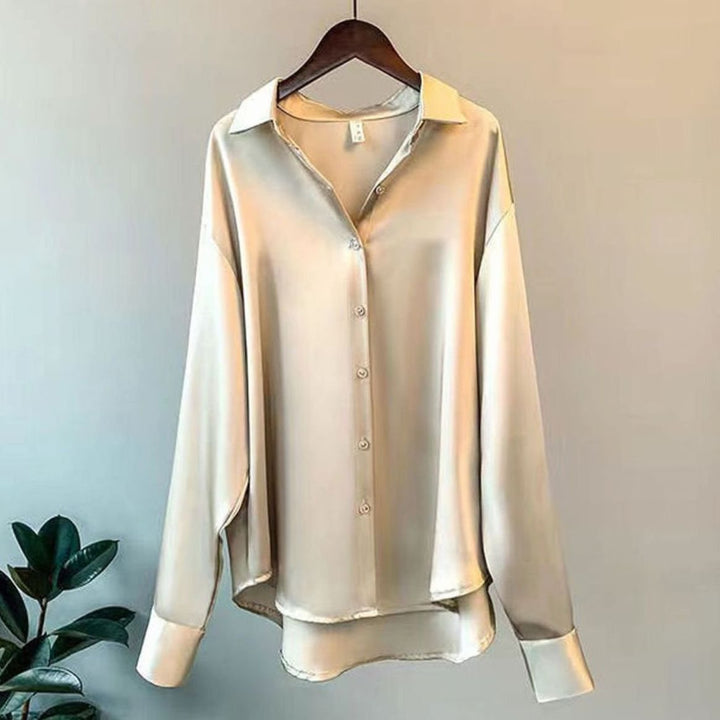 Delphine Hart | Loose Fit Button-Down Satin Blouse