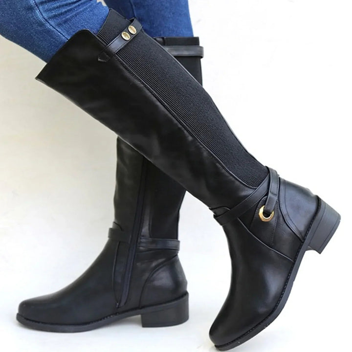 Marisol | Leather Knee-High Boots with Block Heel