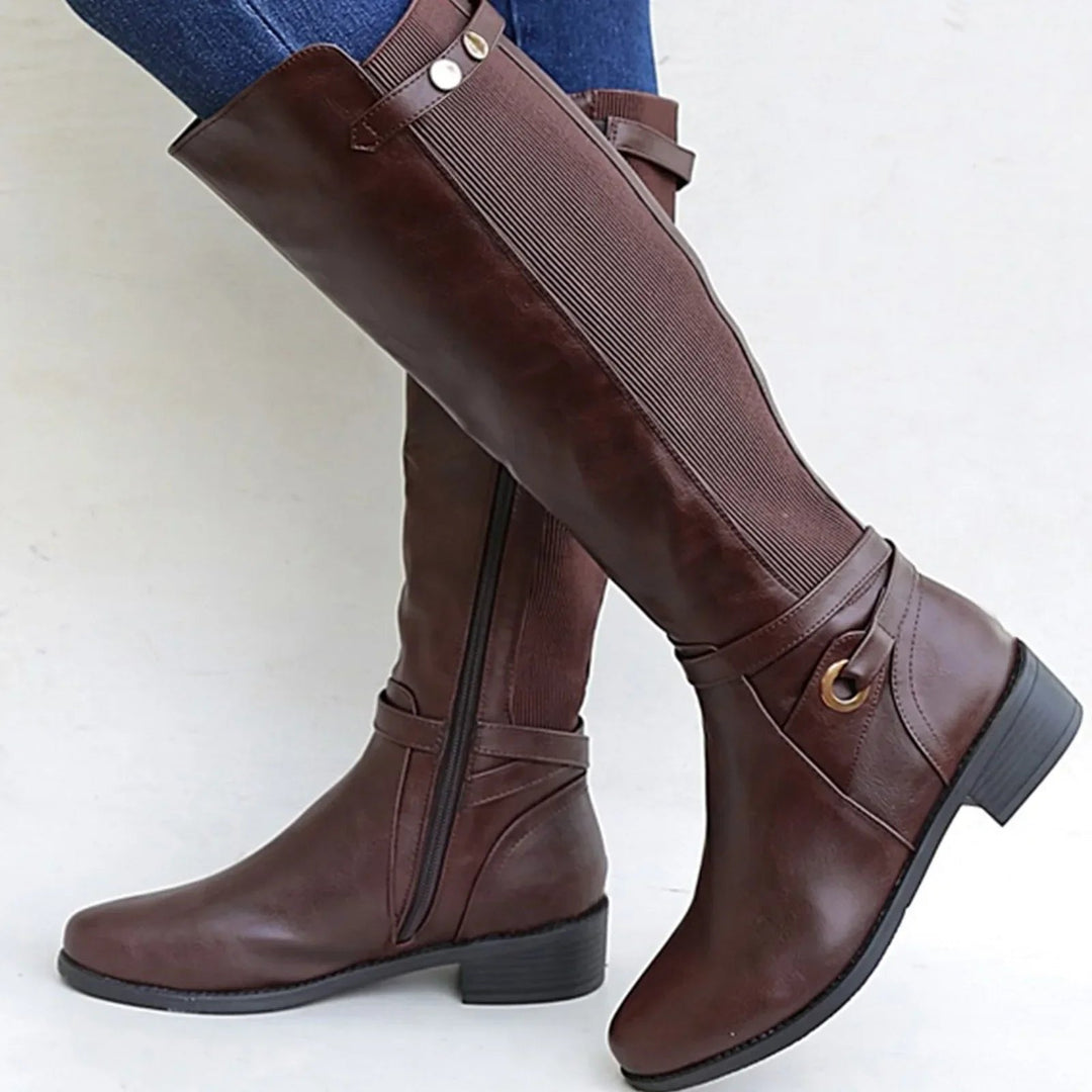 Marisol | Leather Knee-High Boots with Block Heel